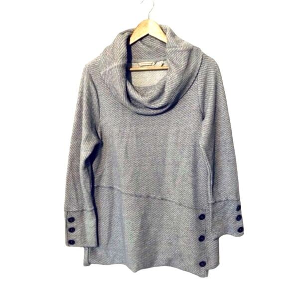 Soft Surroundings Sweater Women’s Medium Cowl Neck Gray Tunic Lagenlook Top Boho - Picture 1 of 10